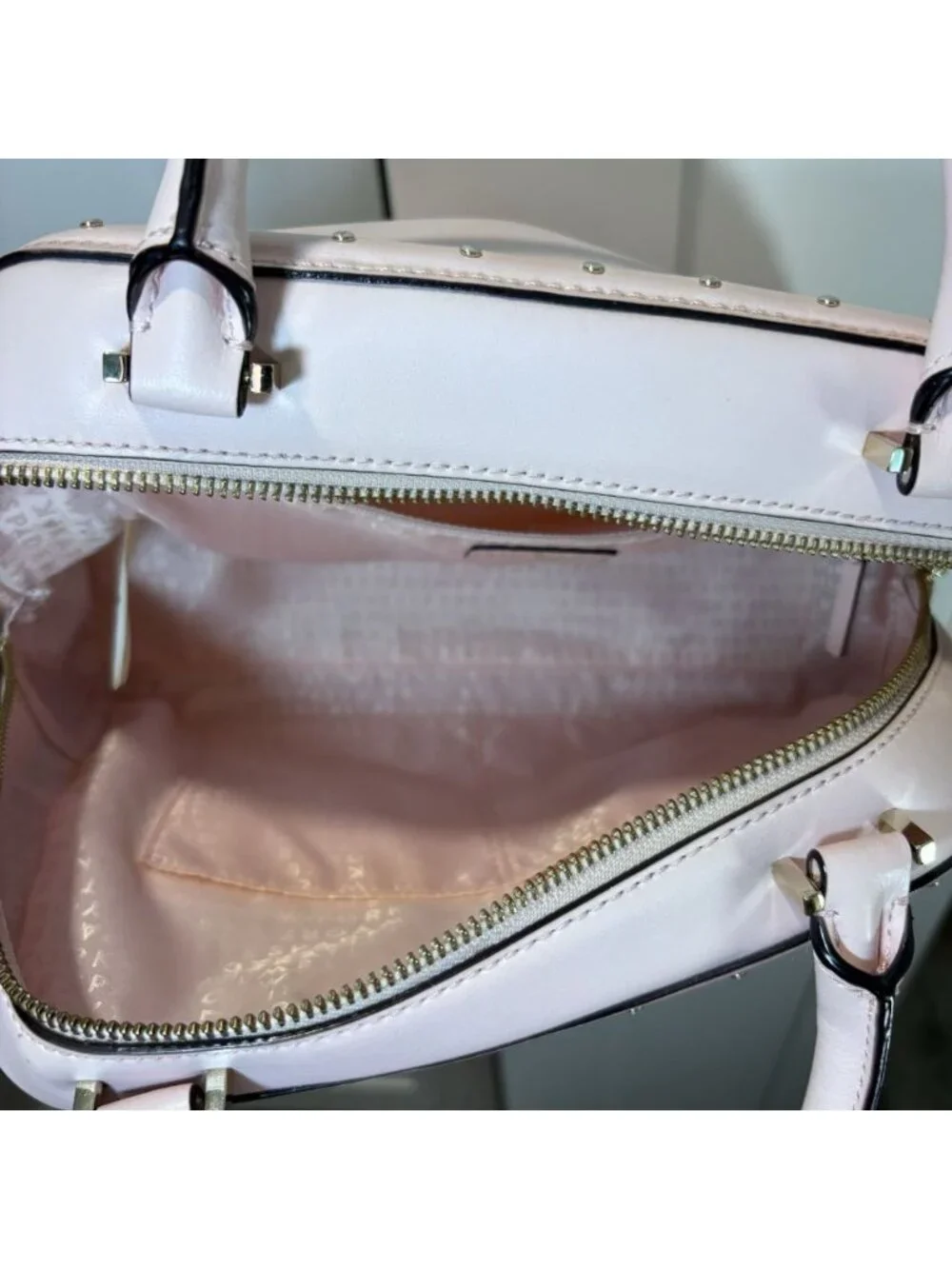 Kate Spade Helena Street Rocki Satchel Cow Leather Light Pink Studded Purse